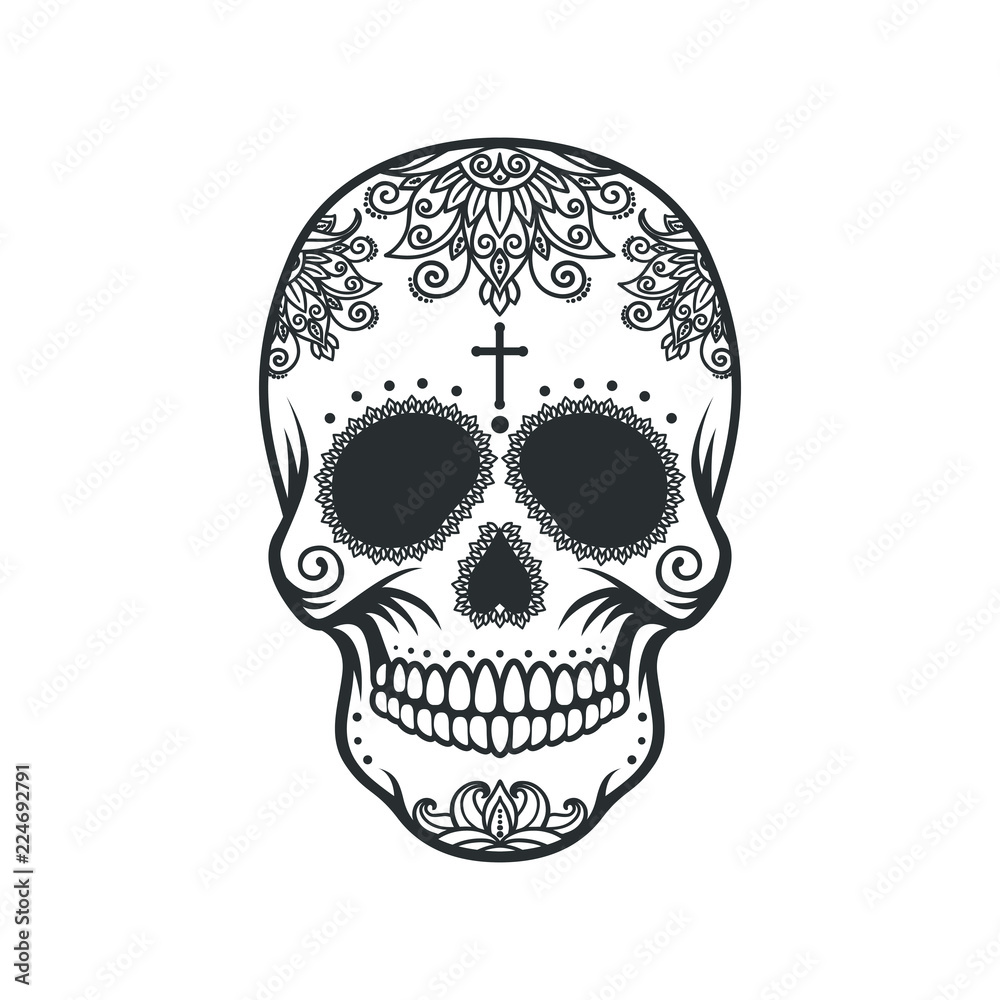 Fototapeta premium Skull in the style of Santa Marta