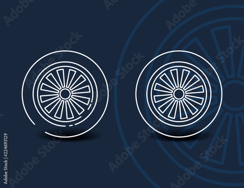 Wheel linear icon - vector minimal car tyre symbol or sign