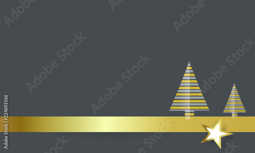 Gold Band Banner Winter Landschaft Kulisse Hintergrund Tannenbaum Bäume Stern 