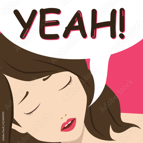 woman screaming for pleasure comic book panel vector illustration