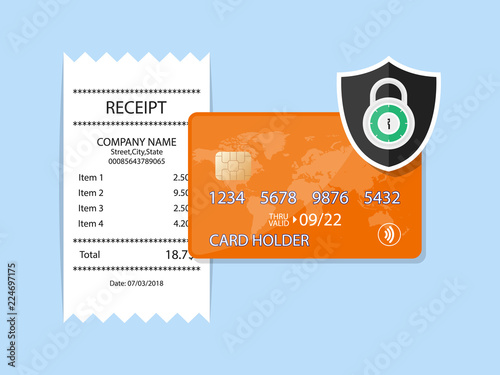 Payment Confirmed Online Secured Credit Card Receipt Vector Icon