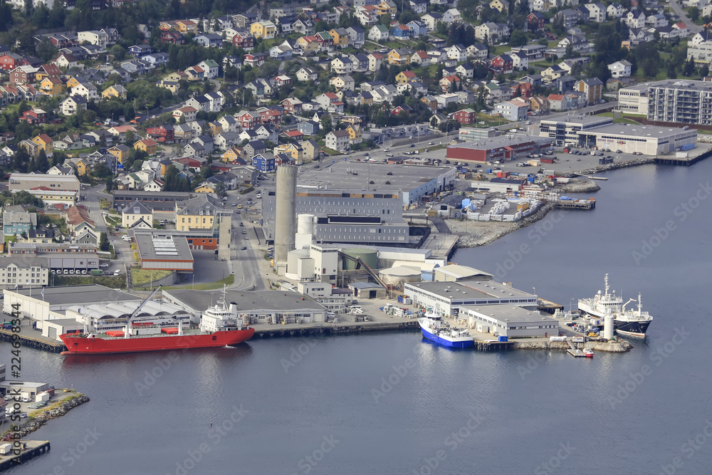 Port of  Tromsø city in Northern Norway - Ms Stigfoss owner Eimskip reefer