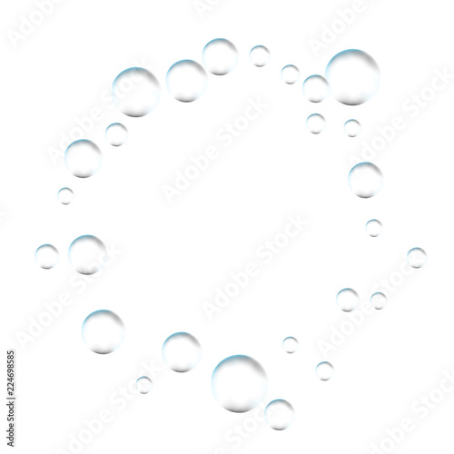 Frame for processing of transparent bubbles. Background of air bubbles