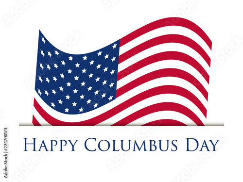 Columbus Day, discoverer of America. Holiday banner with United States national flag. Vector illustration