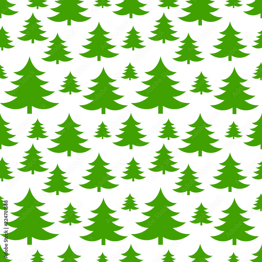 Christmas trees green seamless pattern