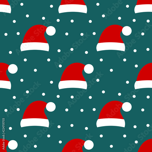 Santa hat seamless holiday pattern