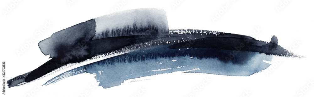Dark grey watercolour calligraphy stroke - obrazy, fototapety, plakaty 