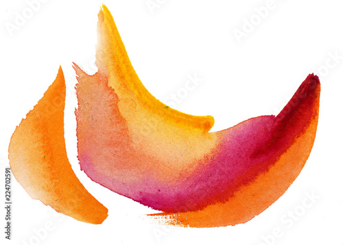Pink orange watercolour calligraphy brush stroke