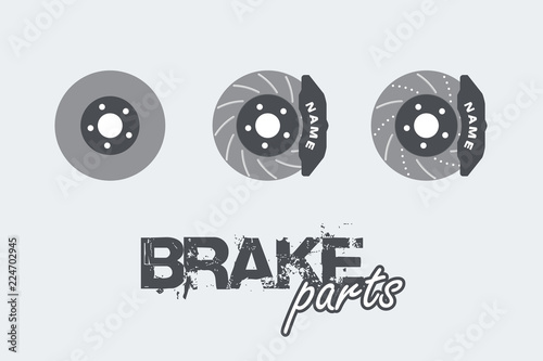 Brake disc with caliper sign simple icon on background