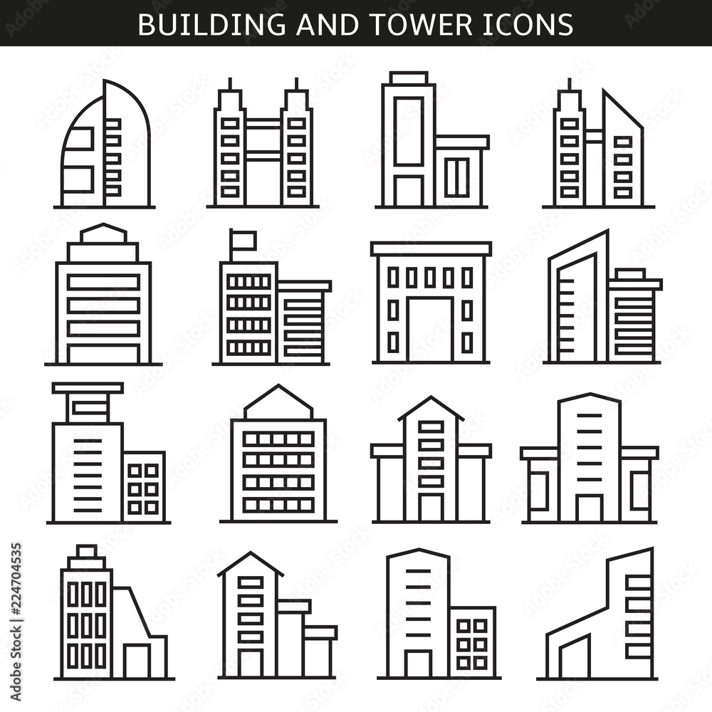 building and tower icons