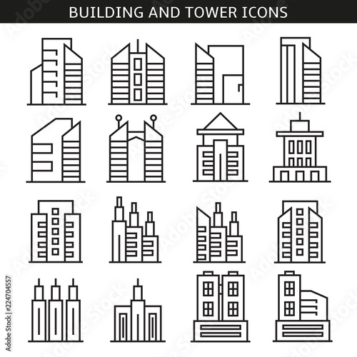 building and tower icons