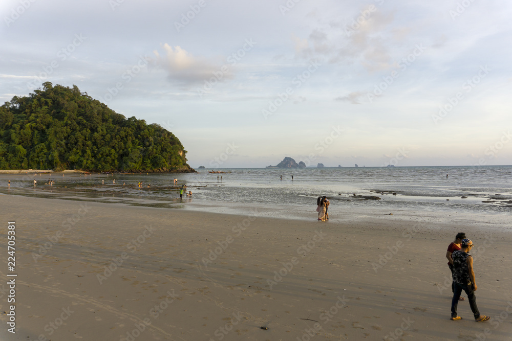 Naklejka premium Sunset at the nopharat thara beach in thailand