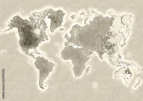 Naklejka geografia mapa pejzaż sztuka