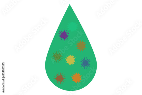 Gota de agua contaminada con bacterias. 