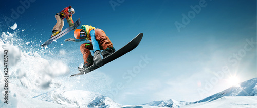 Skiing. Snowboarding. Extreme winter sports