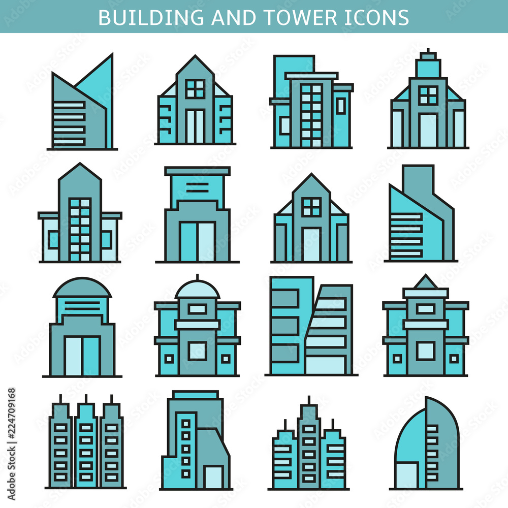 Fototapeta premium building and office tower icons