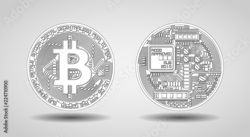 vector bitcoin front and back side
