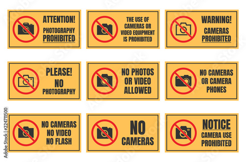 No photography sign, camera prohibited symbol, no photo signboard