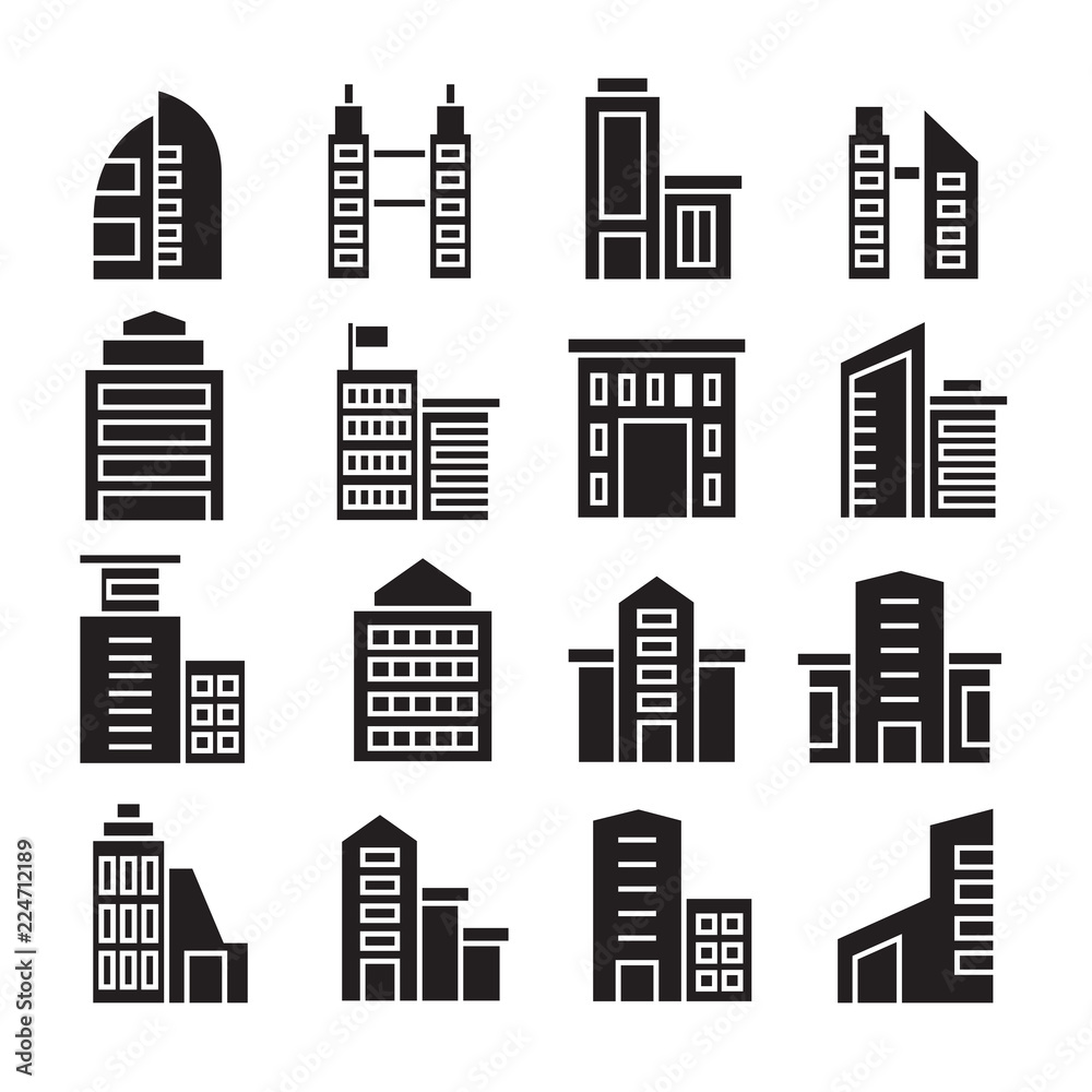 vector set of building icons vector set of building icons