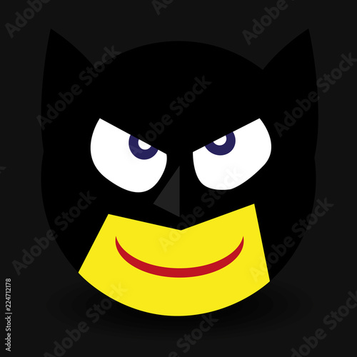 Black mask with sharp ears. Batman round vector logo on white background. Bat mask with eyes. photo