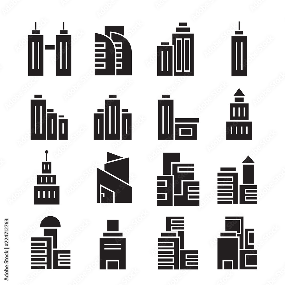 Obraz premium vector set of building icons