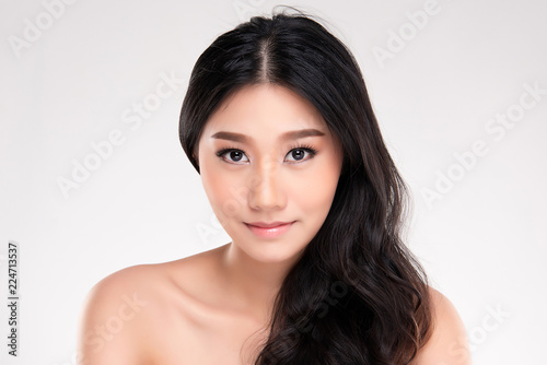 Young asian woman with clean skin of the face.
