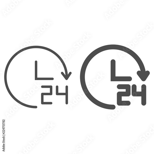 All day support line and glyph icon. 24 hours vector illustration isolated on white. Twenty four hour outline style design, designed for web and app. Eps 10.