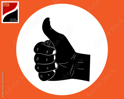 hand and thumb stretched upwards