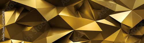 3d render, abstract gold cr...