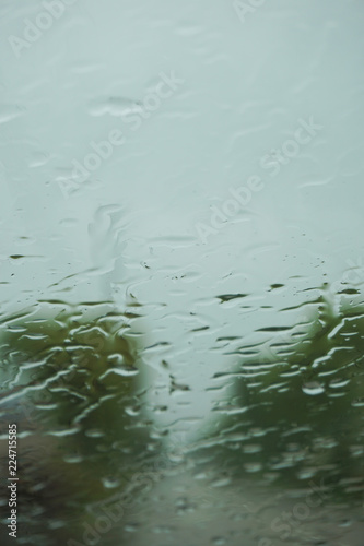 Rainy day car window.  雨の日の車の窓