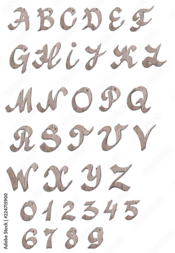 Wooden letters of English alphabet on white background Wooden letters of English alphabet on white background