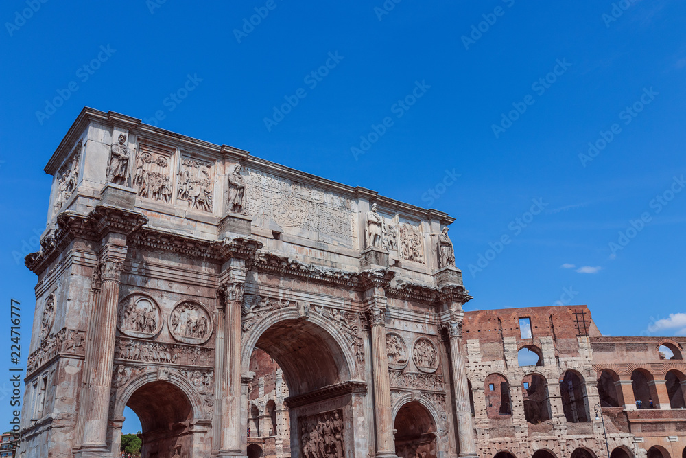 View over Colosseum and Arch of Constantine