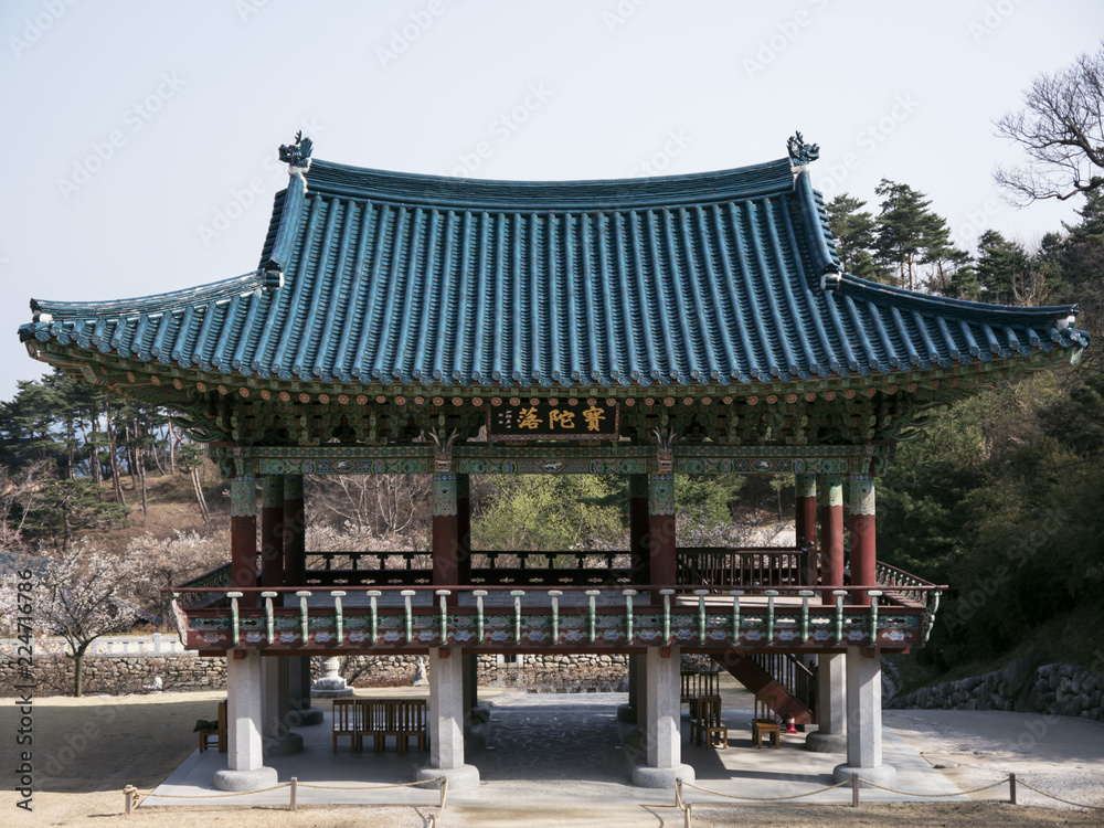 Traditional korean arbor in Naksansa temple, South Korea Traditional korean arbor in Naksansa temple, South Korea