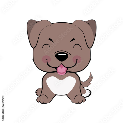 Happy cartoon puppy sitting  Dog friend. Vector illustration. Isolated on white background.