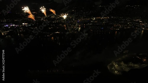 Stunning Aerial Drone footage of a firework display on Plymouth waterfront, United Kingdom photo