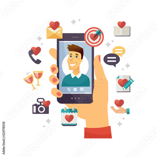 Online dating app - modern vector colorful illustration