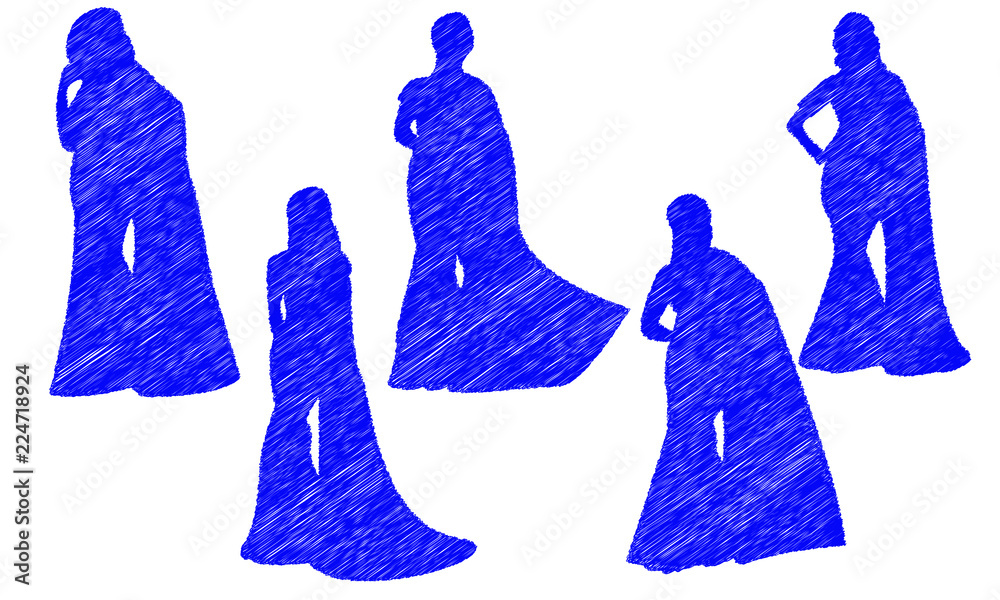 5 different asian women saree silhouette unique effect comes with