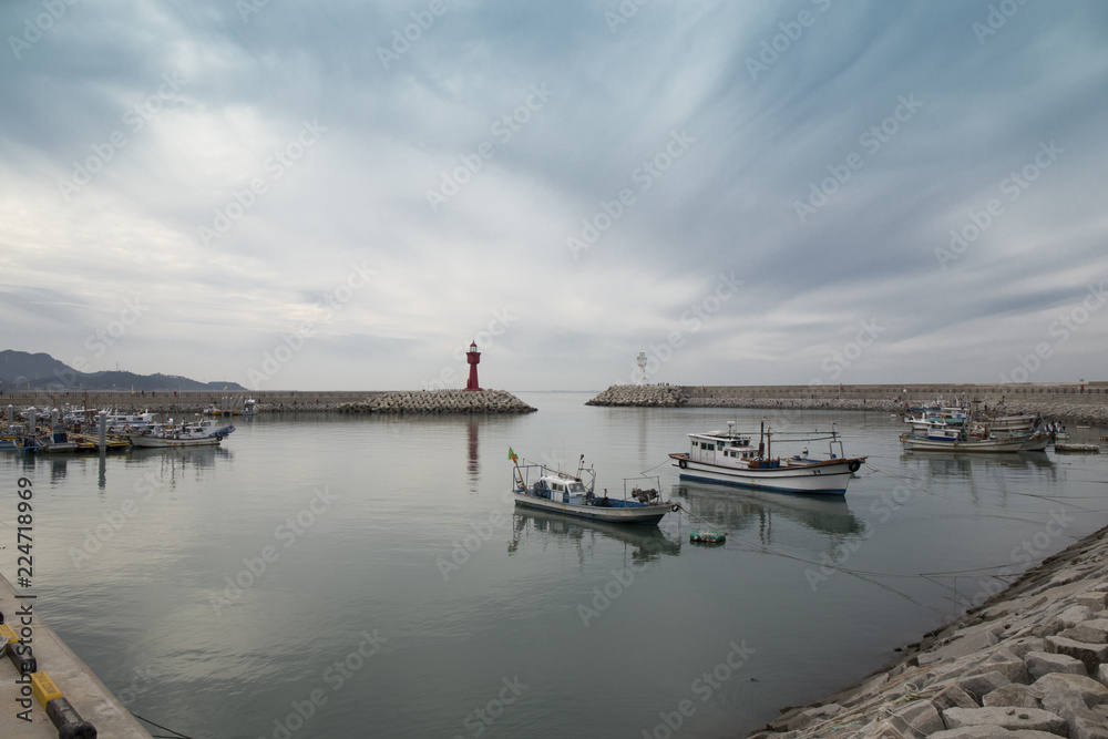 Fototapeta premium Lighthouse, South Korea in cloudy day