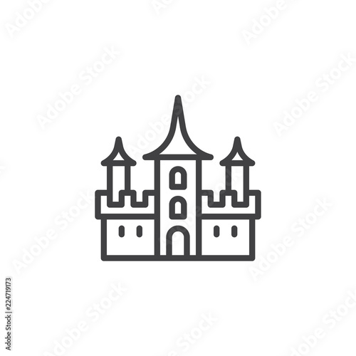 Dracula Castle outline icon. linear style sign for mobile concept and web design. Halloween Castle simple line vector icon. Symbol, logo illustration. Pixel perfect vector graphics
