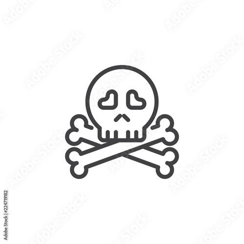 Skull And Bones outline icon. linear style sign for mobile concept and web design. Danger line vector icon. Symbol, logo illustration. Pixel perfect vector graphics