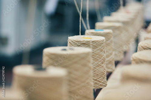 Slika na platnu Dyeing fabrics yarn in industry production factory