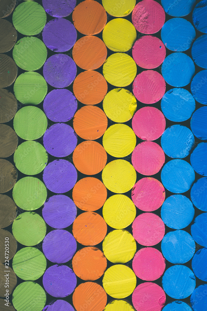 Pattern of colored chalk perfectly aligned Pattern of colored chalk perfectly aligned