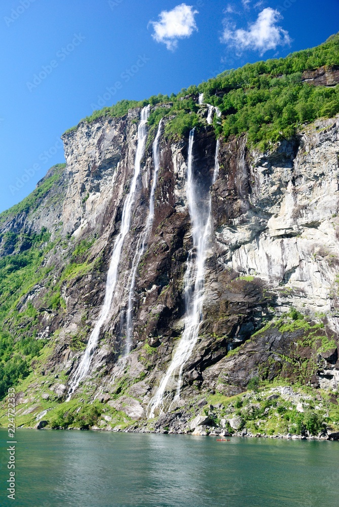 The seven sisters waterfall over Geirangerfjord in Norway