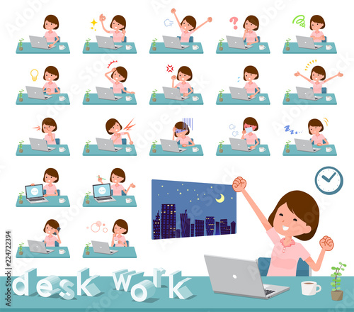 flat type patient young women_desk work