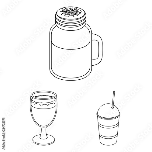 Different kinds of coffee outline icons in set collection for design. Coffee drink vector symbol stock web illustration.