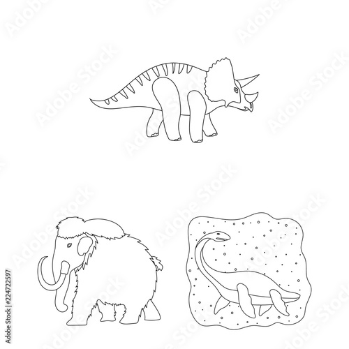 Different dinosaurs outline icons in set collection for design. Prehistoric animal vector symbol stock web illustration.