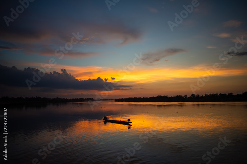 the sunset sky reflect the river © thanarak