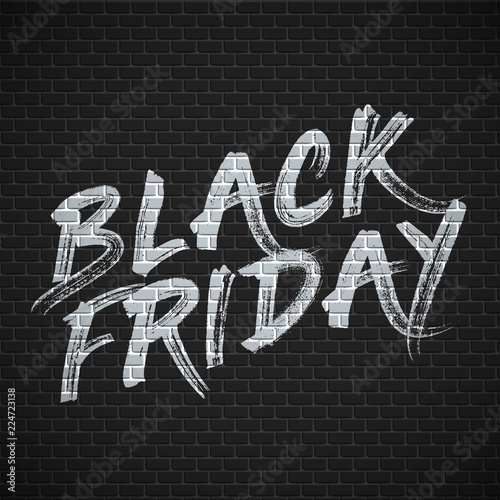 High detailed brick wall with 'BLACK FRIDAY' painting vector illustration