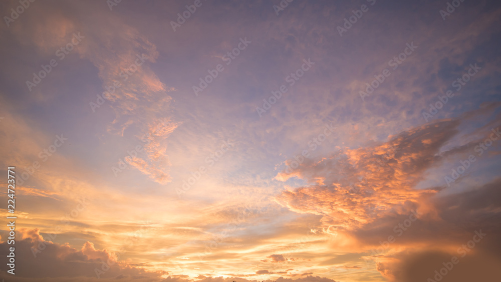 Dramatic sunset and sunrise sky. Asian country.