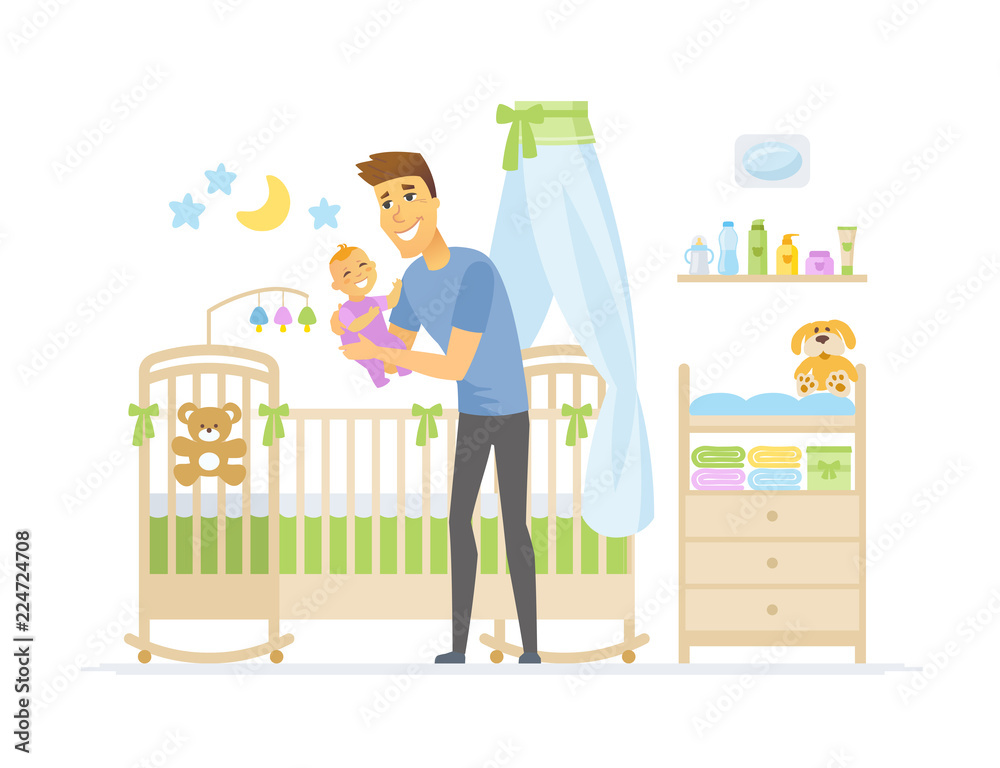 Father with baby - cartoon people characters illustration Father with baby - cartoon people characters illustration